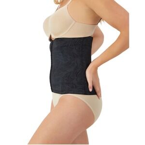 Maidenform Black Leaf Pattern Boned Corset Waist Cincher Size 2XL